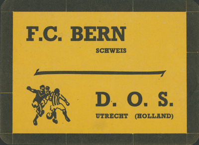 716430 Toegangskaartje voor de vriendschappelijke voetbalwedstrijd F.C. Bern tegen D.O.S. Utrecht (Holland), gespeeld ...